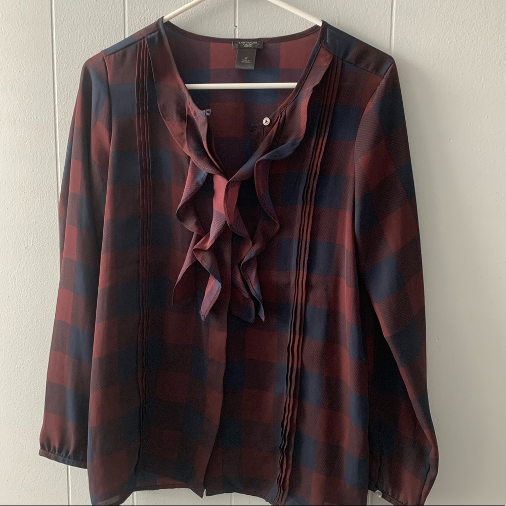 Ann Taylor Plaid Blouse